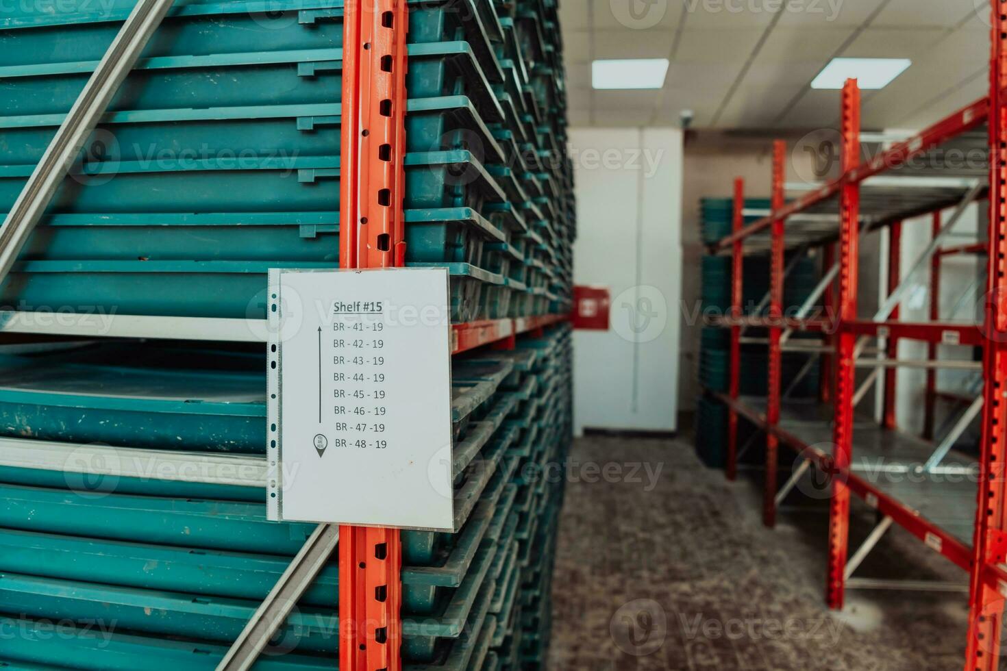 Gold mining storage rock core samples geology drilling industy. Large ore warehouse in modern industry, ores stacked in boxes. Selective focus photo