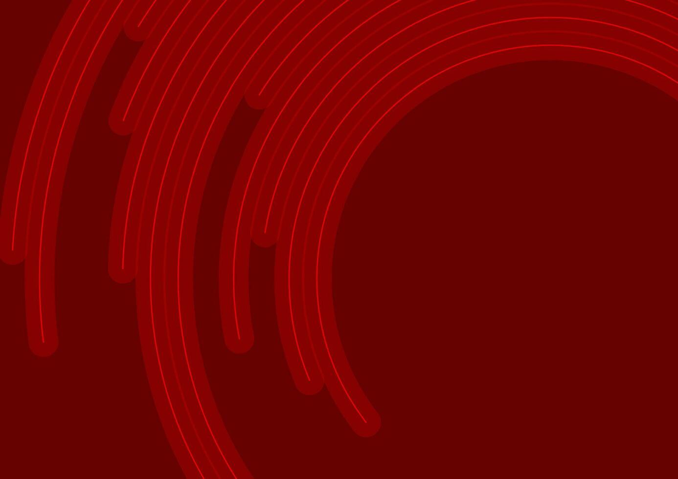 Bright red minimal round lines abstract futuristic tech background vector