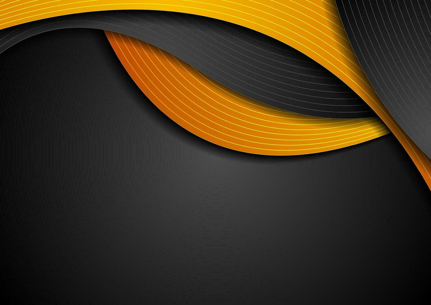 High contrast orange black abstract tech corporate wavy background vector