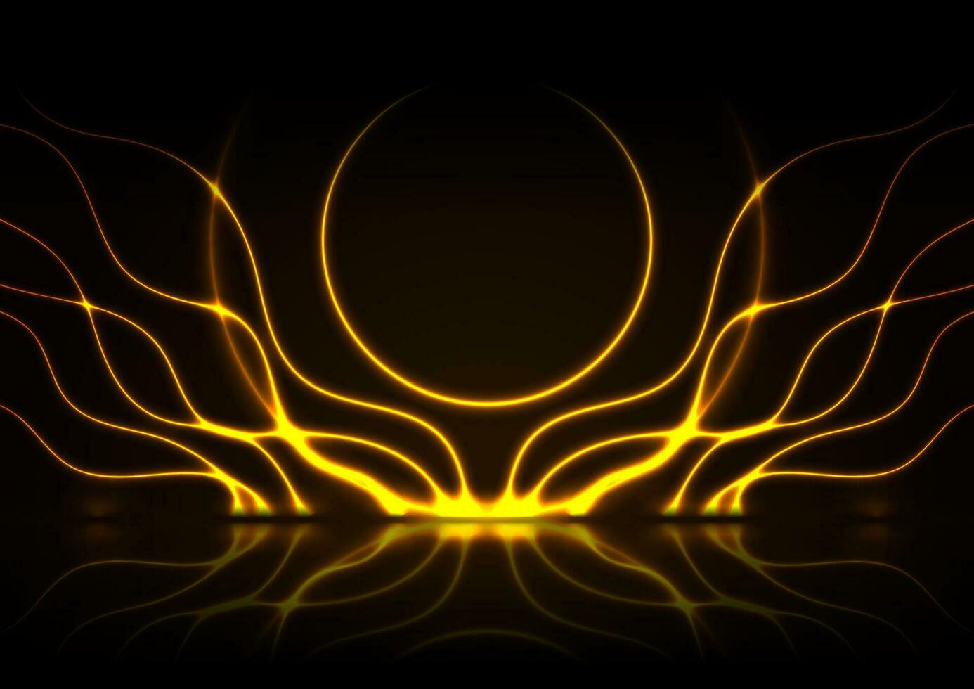 Orange neon wavy pattern abstract technology background vector