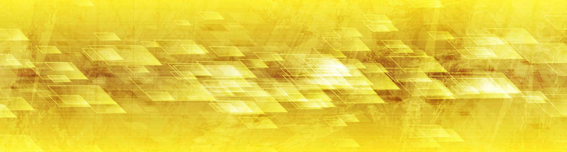 Golden yellow grunge tech geometric abstract background vector