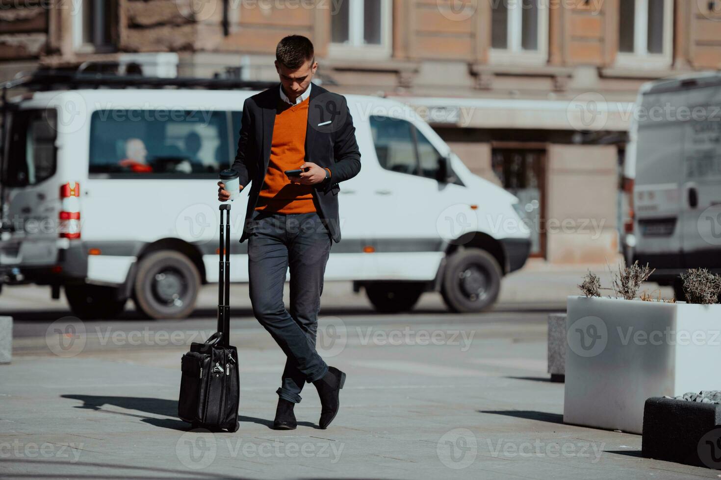 businessman goes on business trip photo