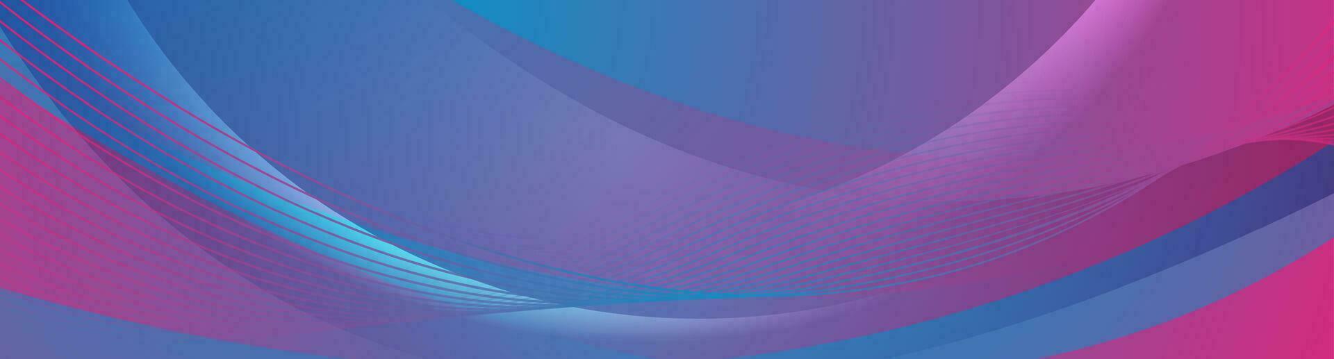 Minimal blue purple geometry banner with waves and lines vector