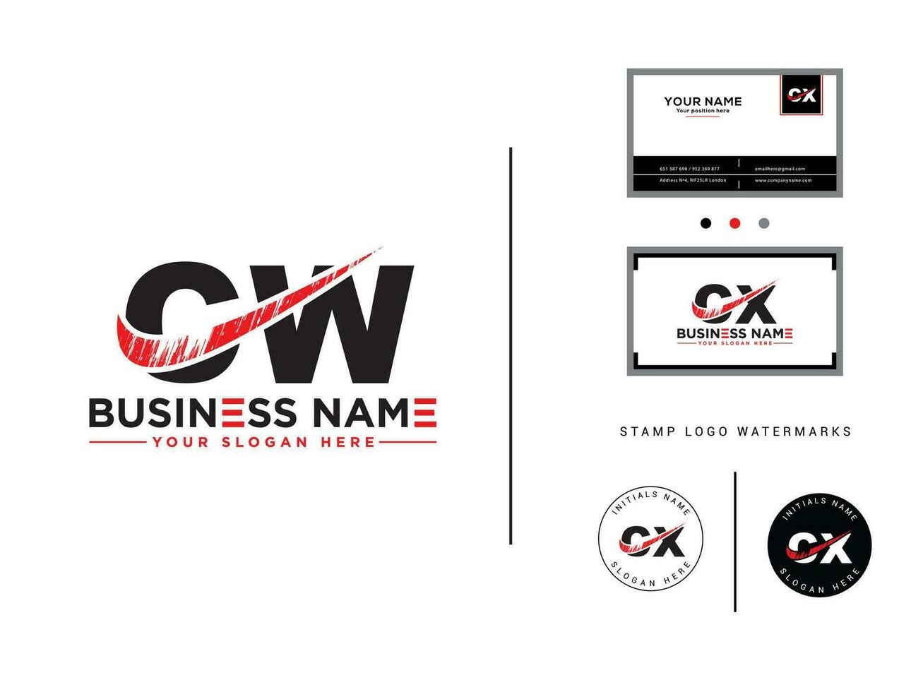 Abstract Cw Logo Letter, Premium CW Brush Letter Logo Vector