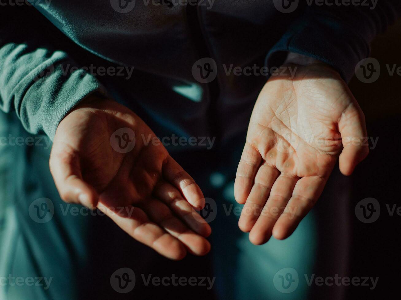 Muslim Arabic man praying. Religious muslim man praying inside the mosque during ramadan photo