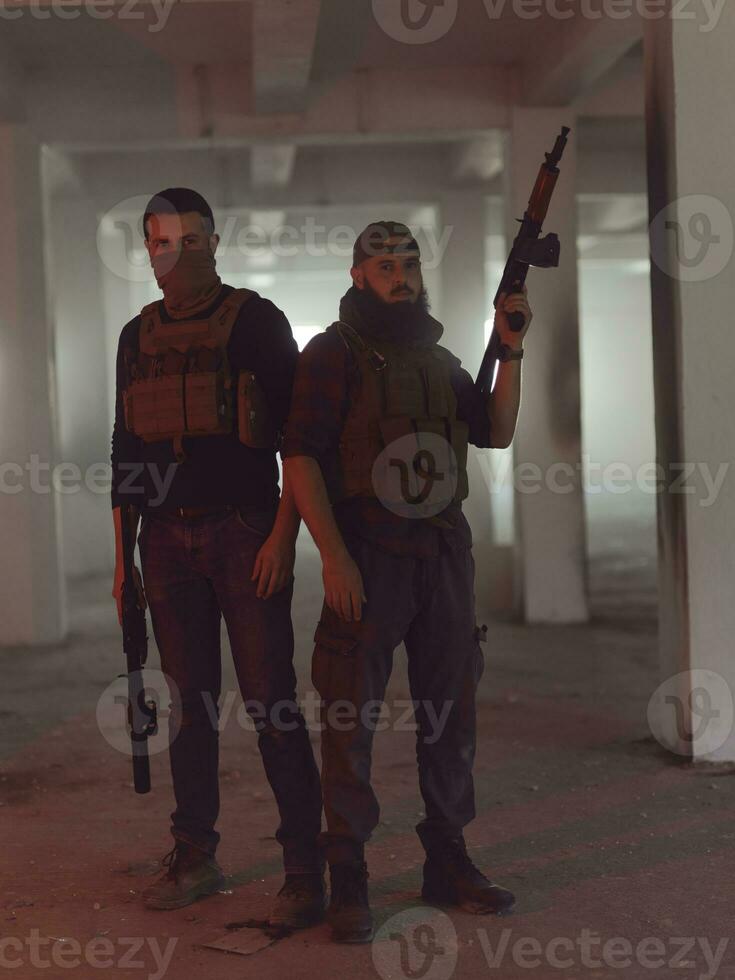 soldiers squad in night mission photo