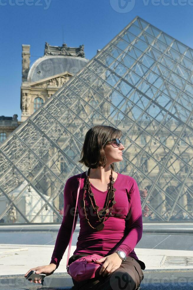 tourist woman have fun in france photo