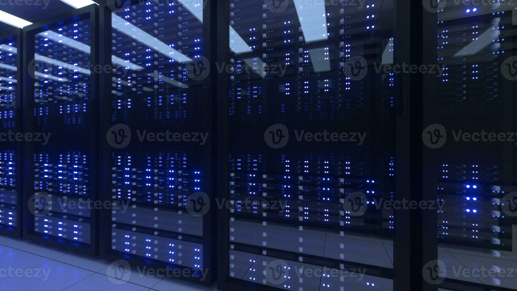 Data Center Computer Racks In Network Security Server Room Cryptocurrency Mining photo