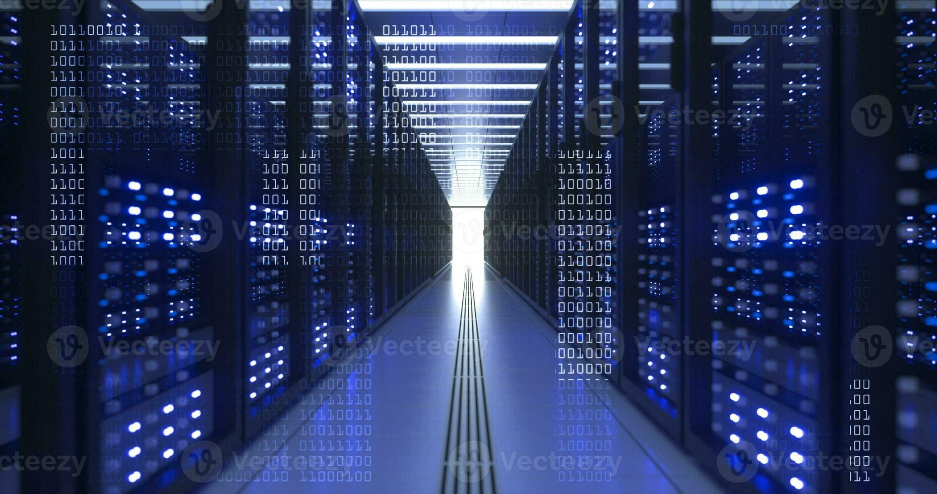 Data Center Computer Racks In Network Security Server Room Cryptocurrency Mining photo