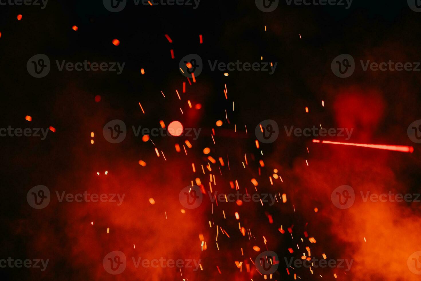 Soldiers squad in action on night mission using laser sight beam lights military team concept photo