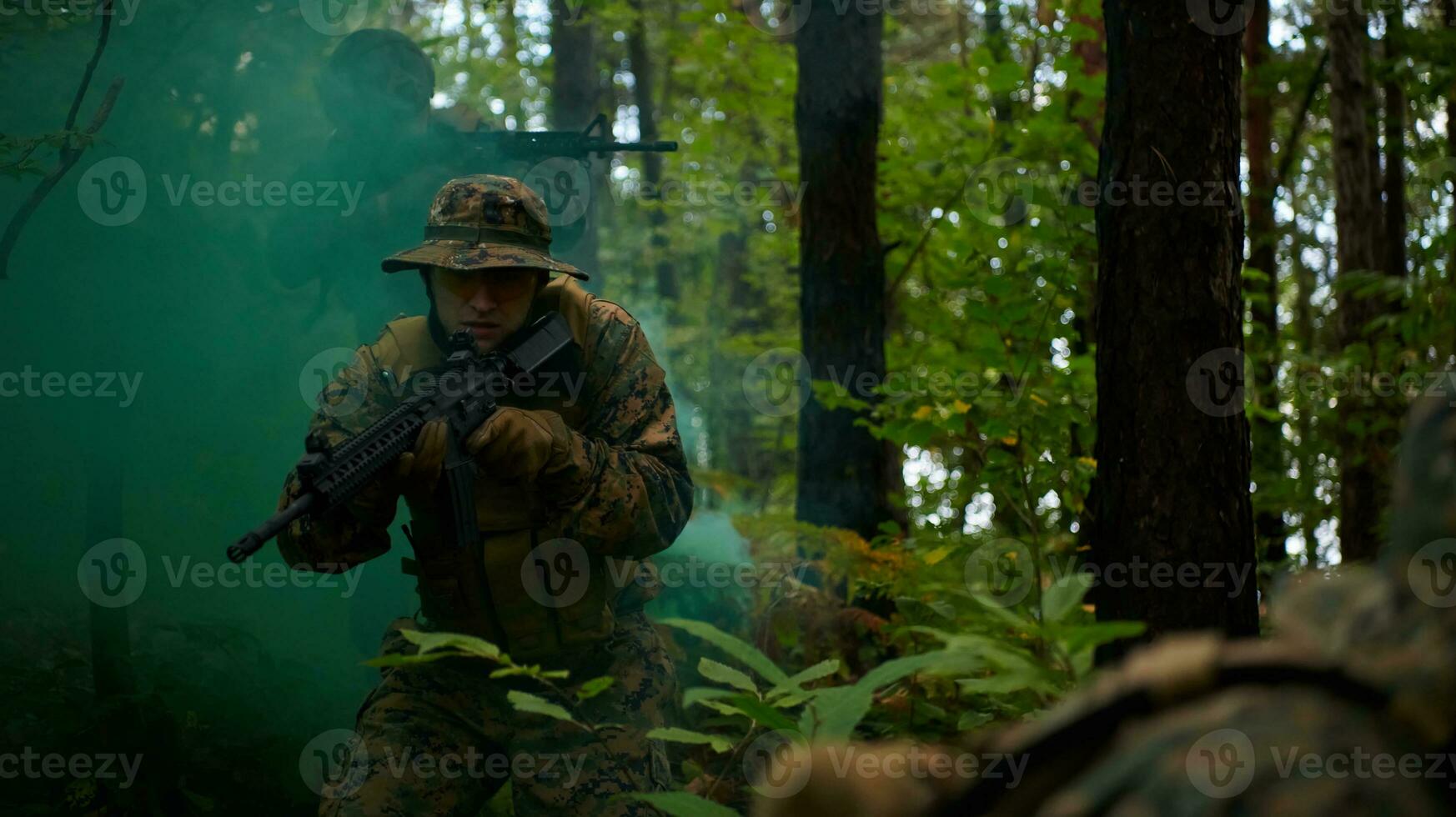 Modern warfare Soldiers  Squad  in battle photo