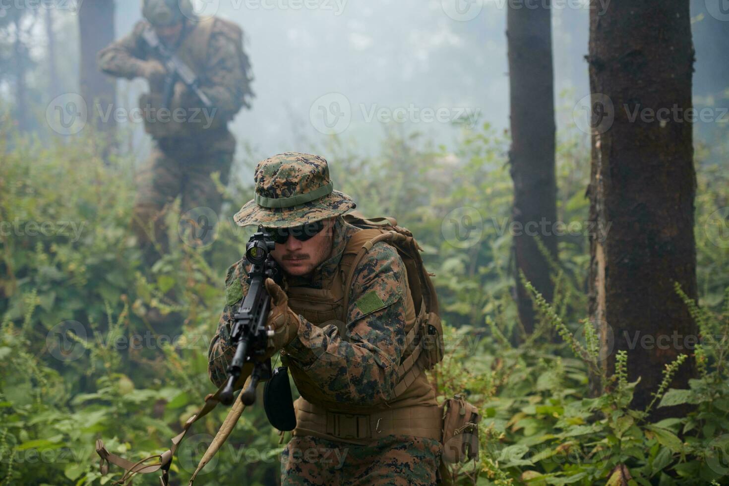 Modern warfare Soldiers  Squad  in battle photo