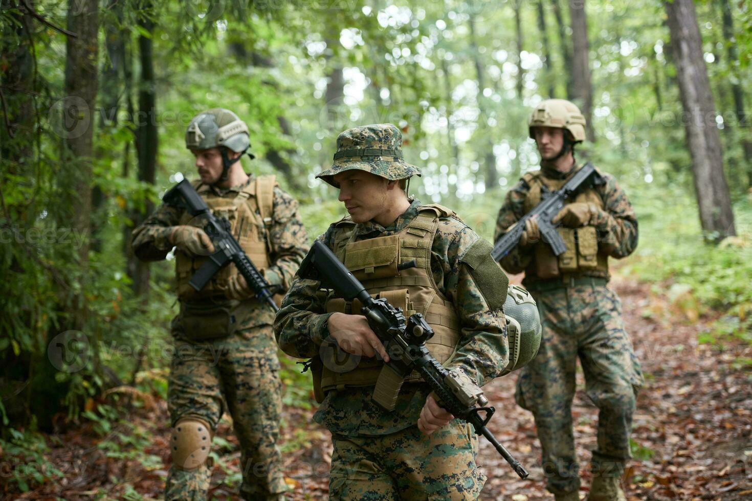 soldiers squad relaxed walking photo