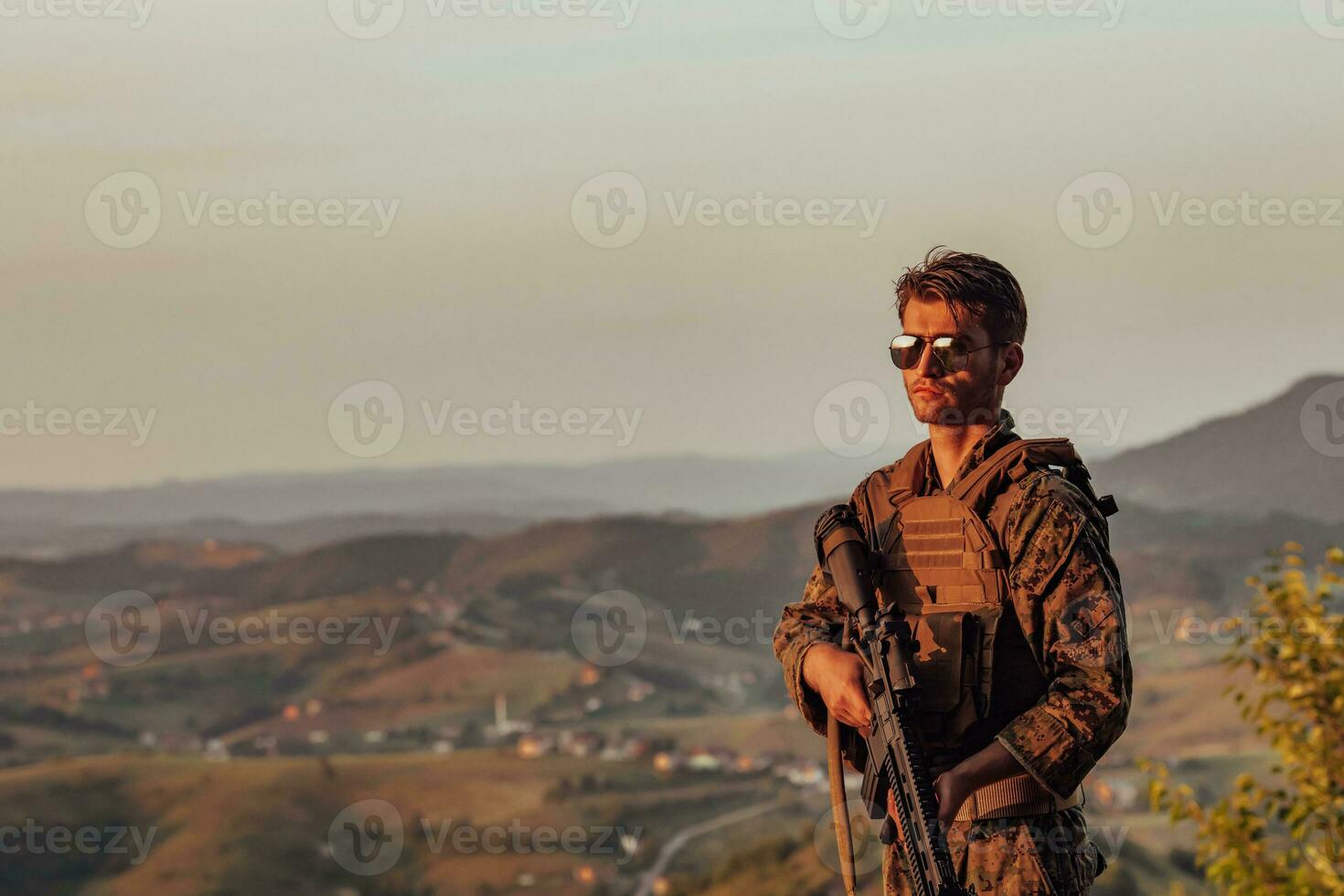 Soldier portrait on sunset local hero urban legend authentic photo