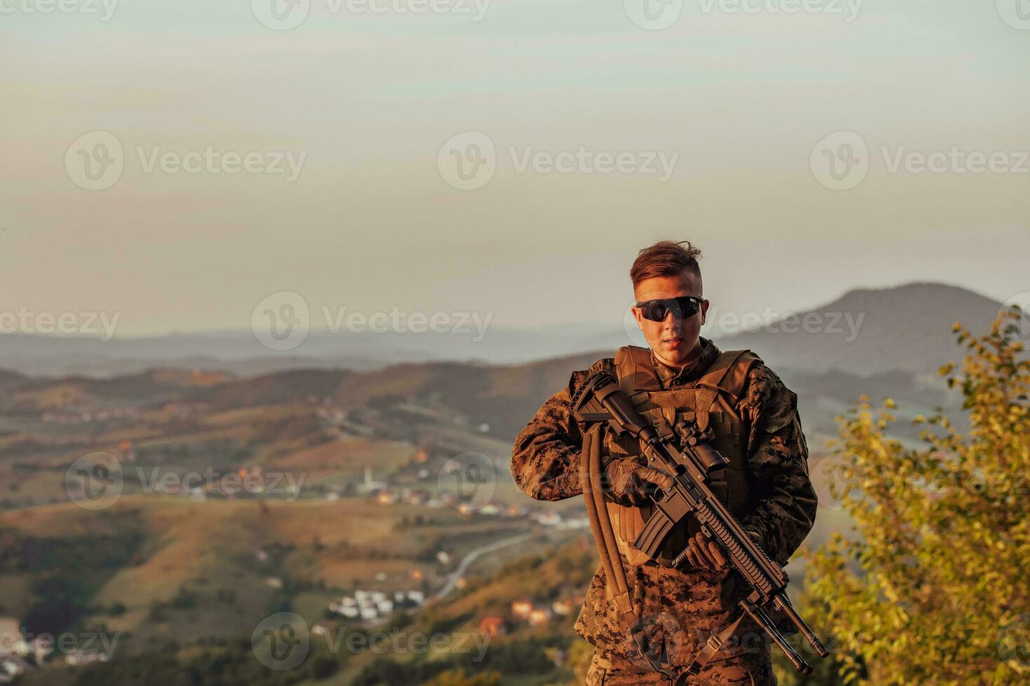 Soldier portrait on sunset local hero urban legend authentic photo