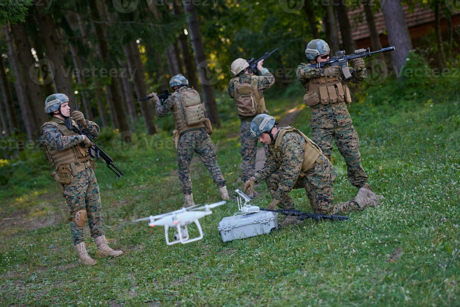 Soldiers Squad are Using Drone for Scouting photo