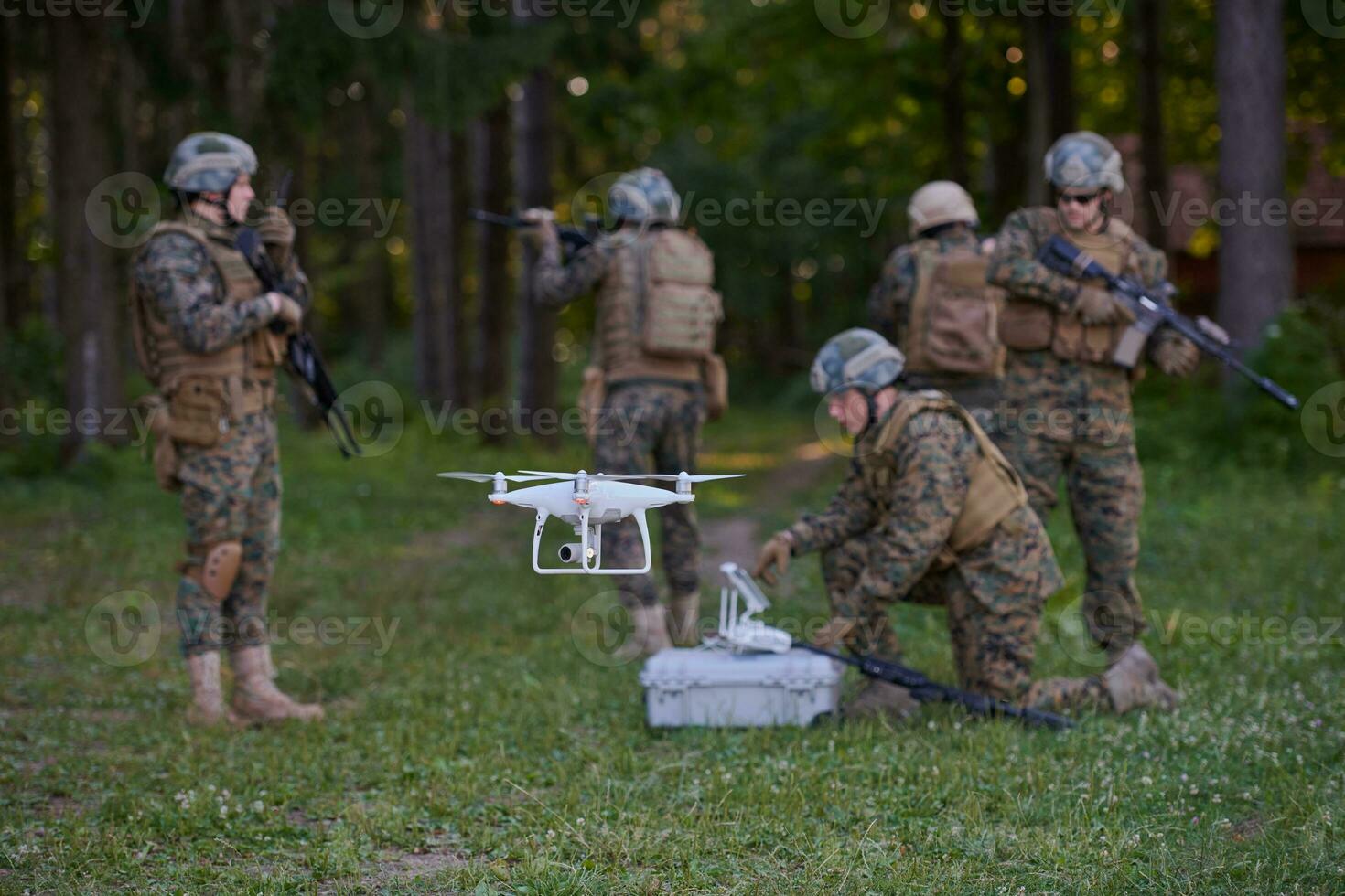 Soldiers Squad are Using Drone for Scouting photo