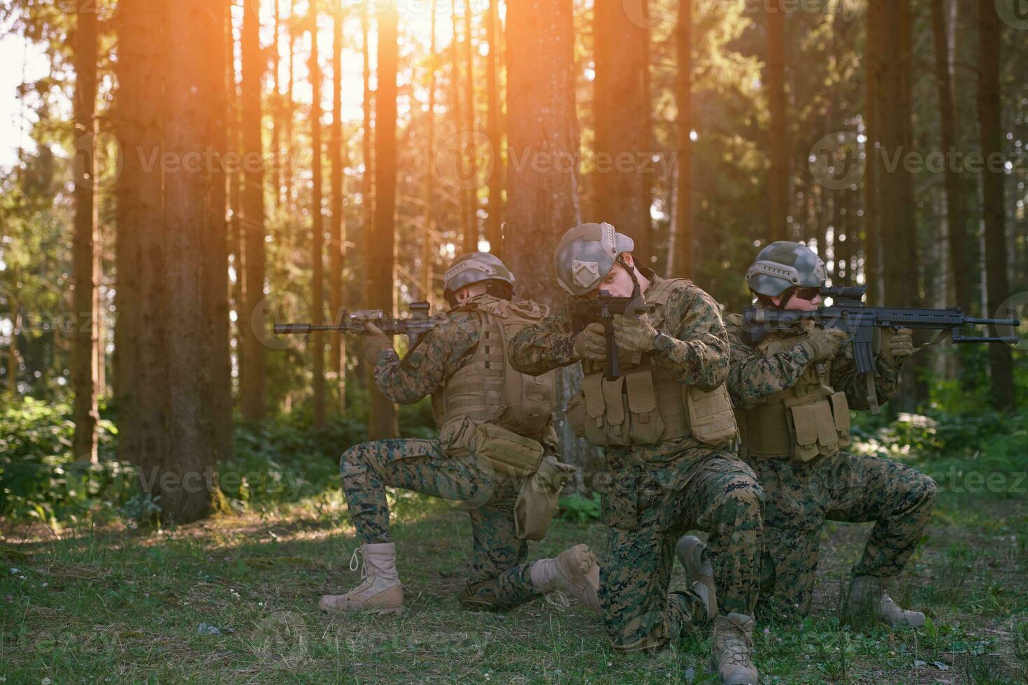 Soldier fighters standing together photo