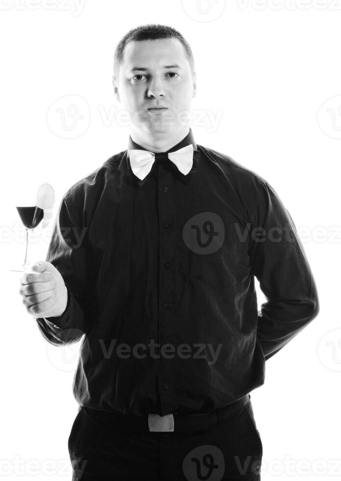 barman portrait isolated on white background photo