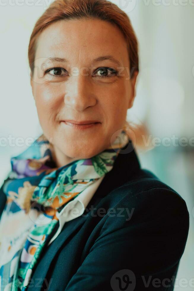 Portrait of a senior businesswoman in a modern corporation. Selective focus photo