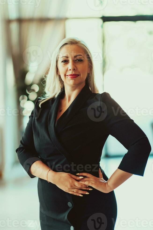 Portrait of a senior businesswoman in a modern corporation. Selective focus photo