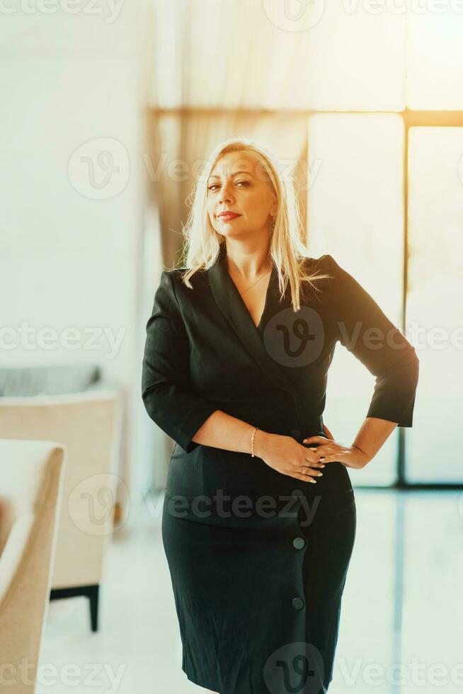 Portrait of a senior businesswoman in a modern corporation. Selective focus photo