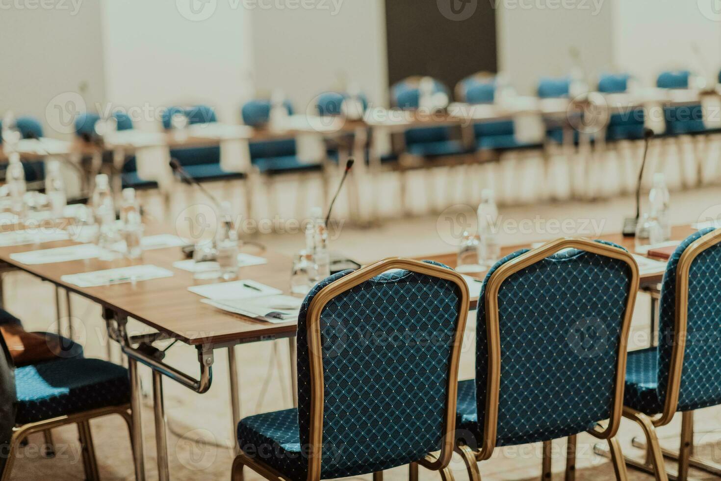 Empty corporate conference room before business meeting photo