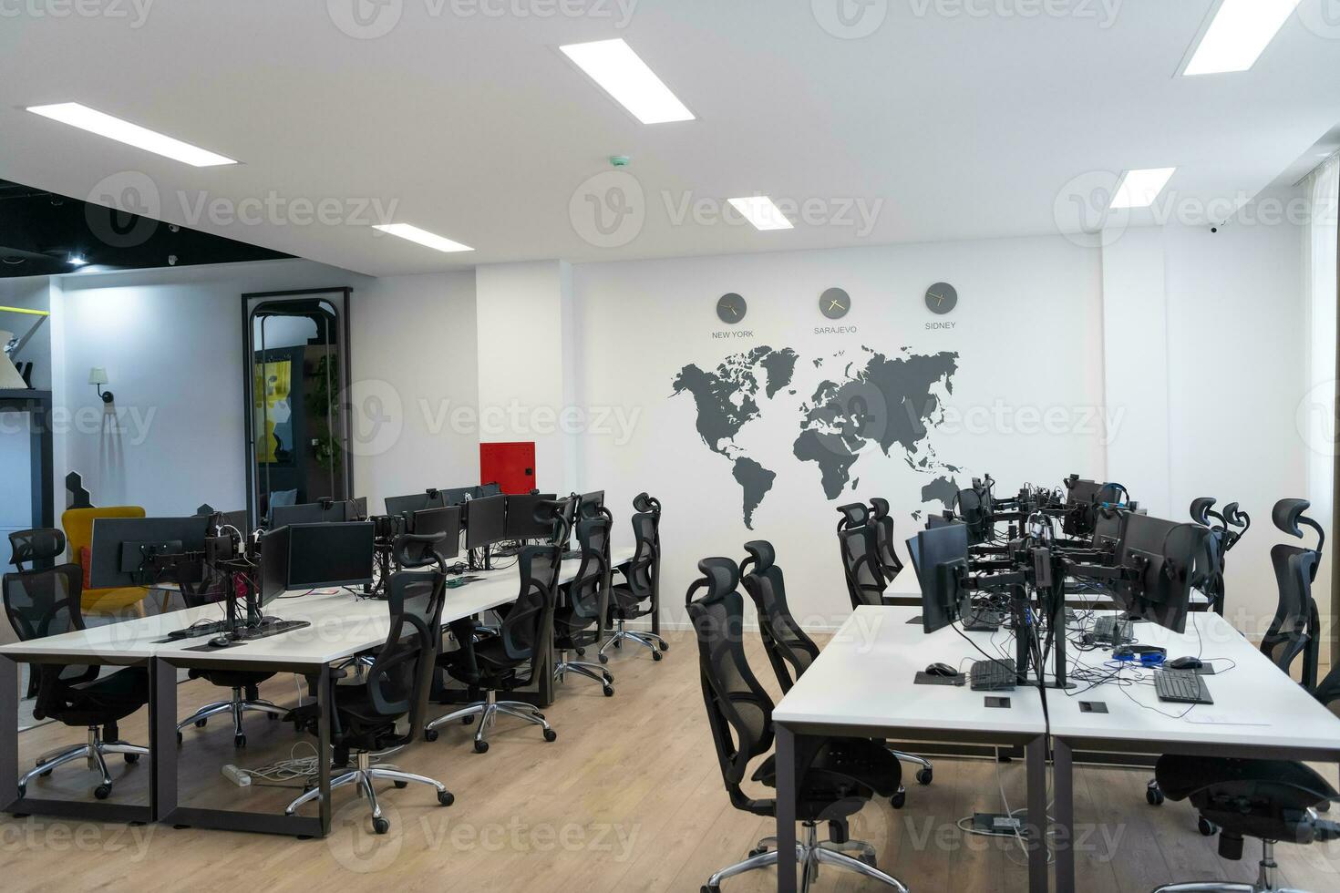 Empty Interior Of Modern Design Open Plan Start up Office. Selective focus photo