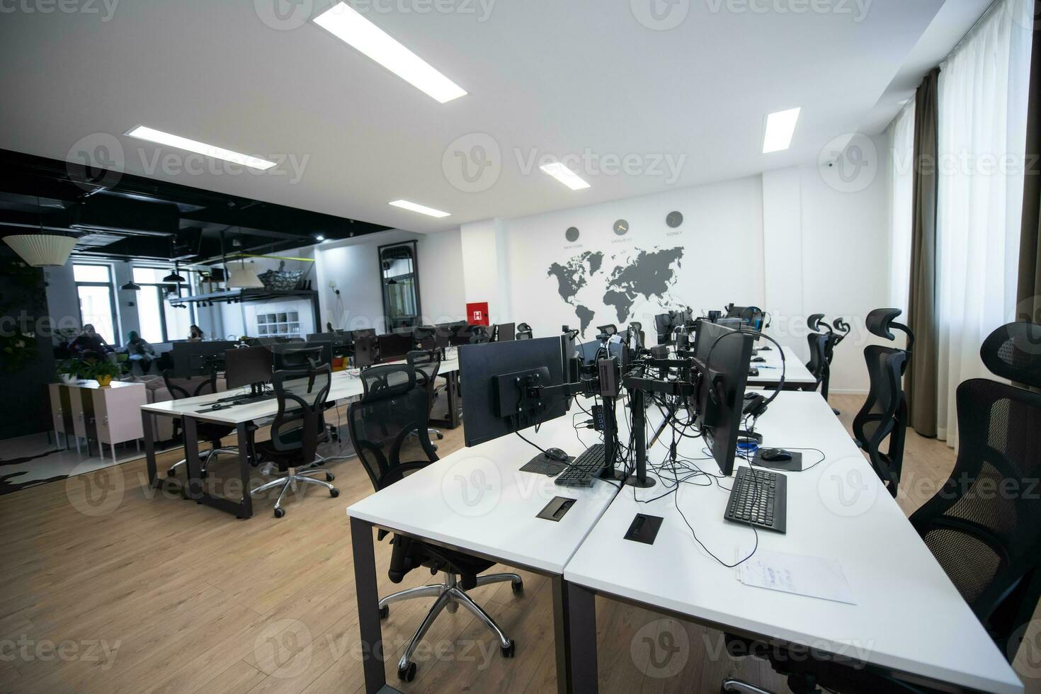 Empty Interior Of Modern Design Open Plan Start up Office. Selective focus photo