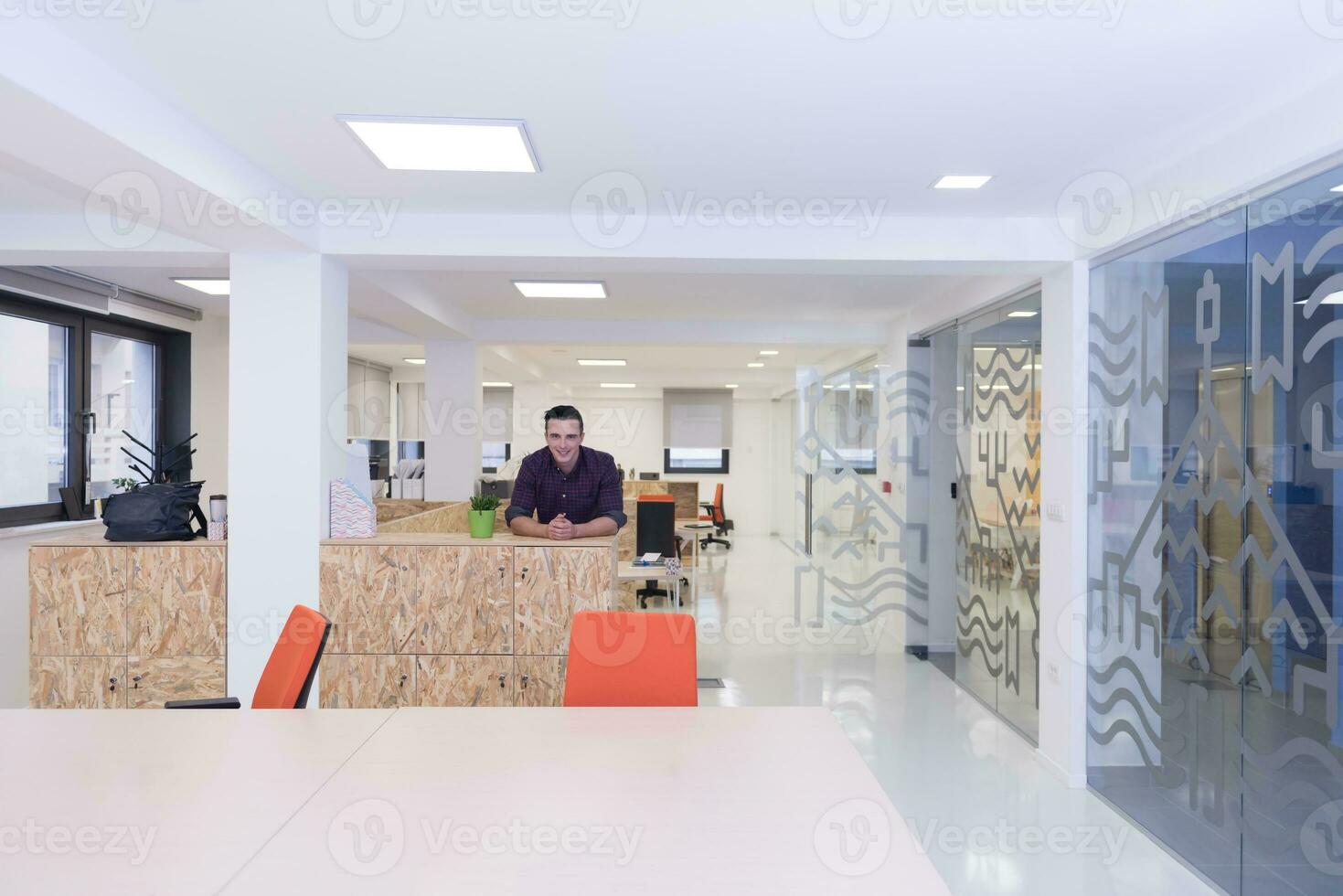 retrato de hombre de negocios de inicio joven en la oficina moderna foto