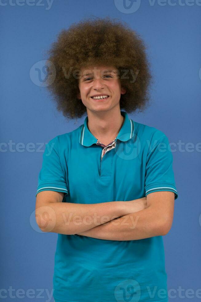 Man with funky hairstyle photo