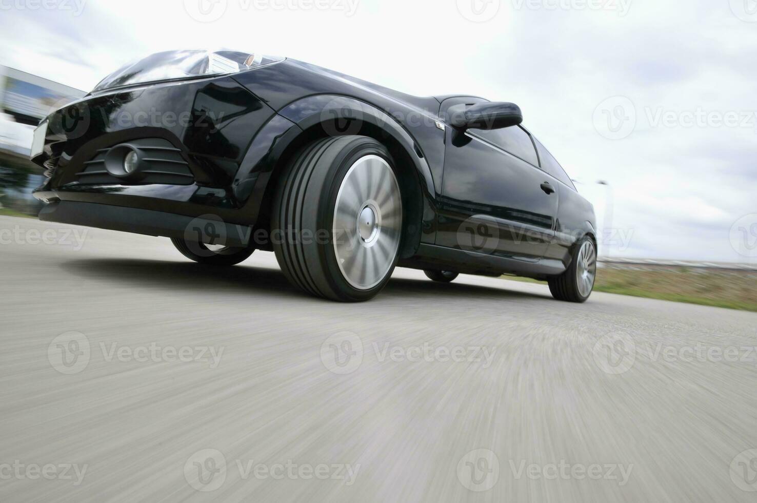 Fast car moving with motion blur photo