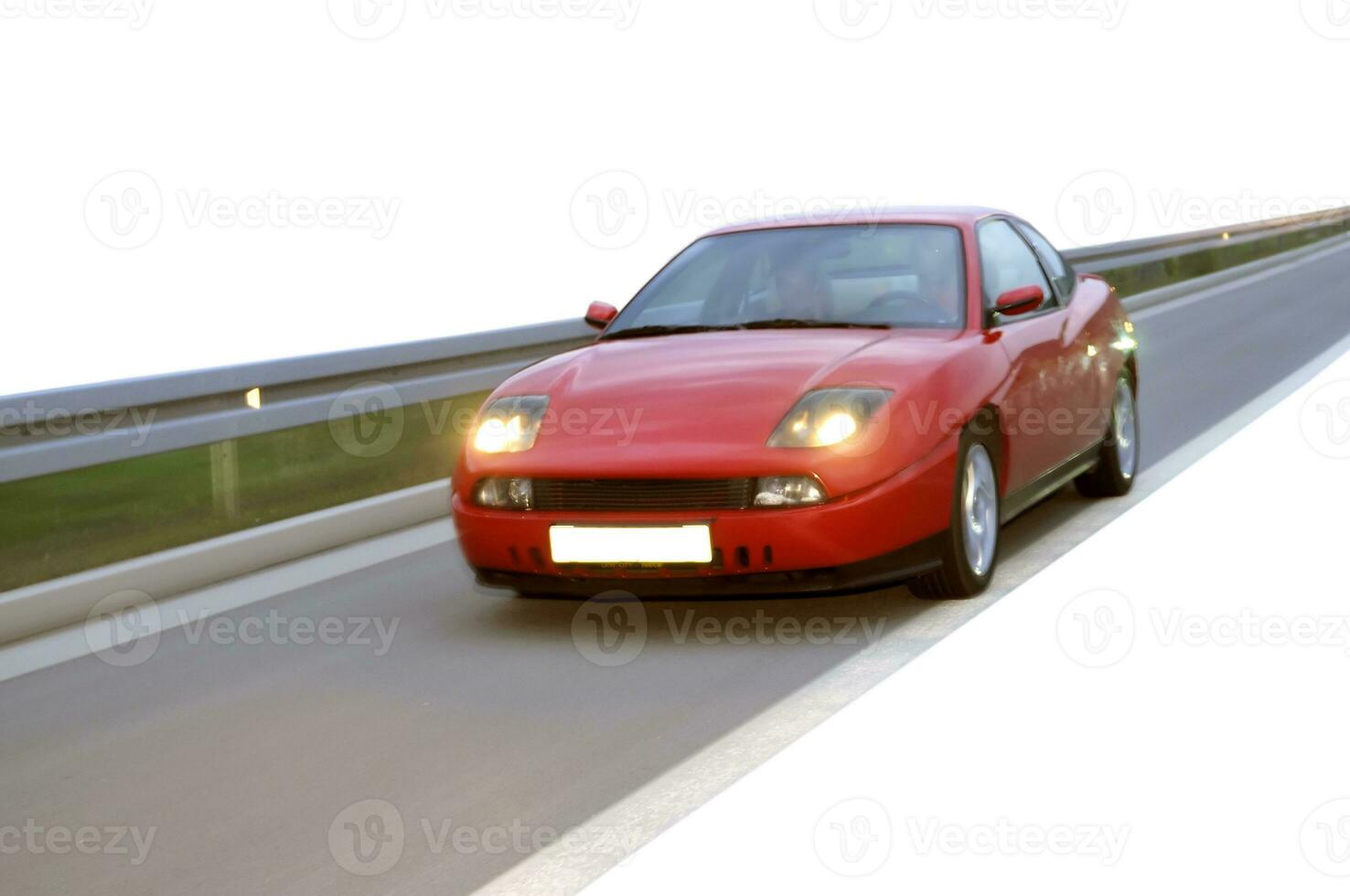 Isolated tuning cars racing on highway photo