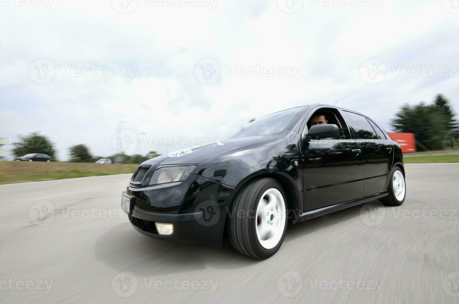 Fast car moving with motion blur photo