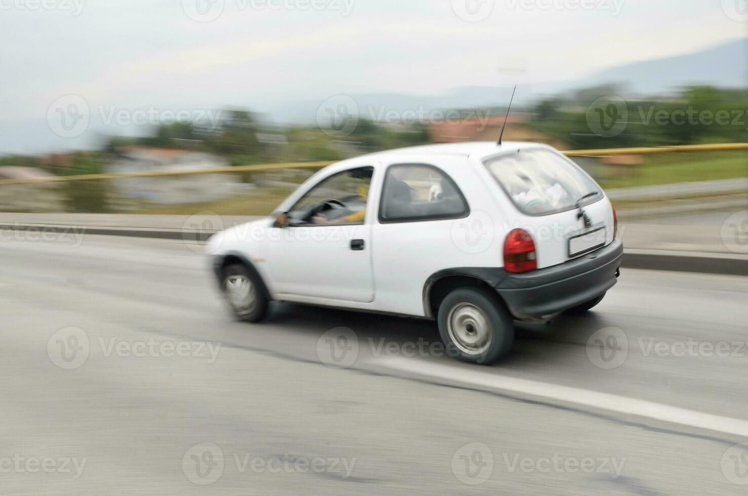 Fast car moving with motion blur photo