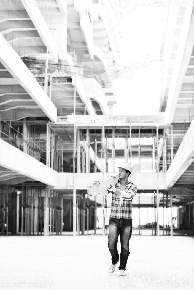 hard worker on construction site photo