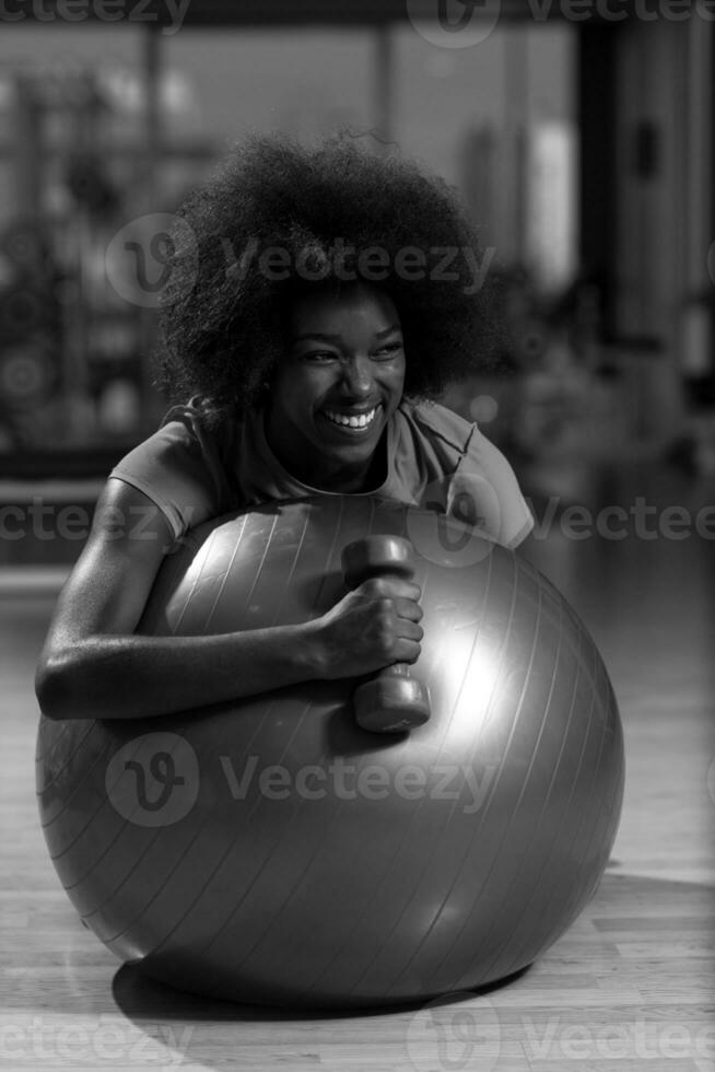 woman  relaxing after pilates workout photo