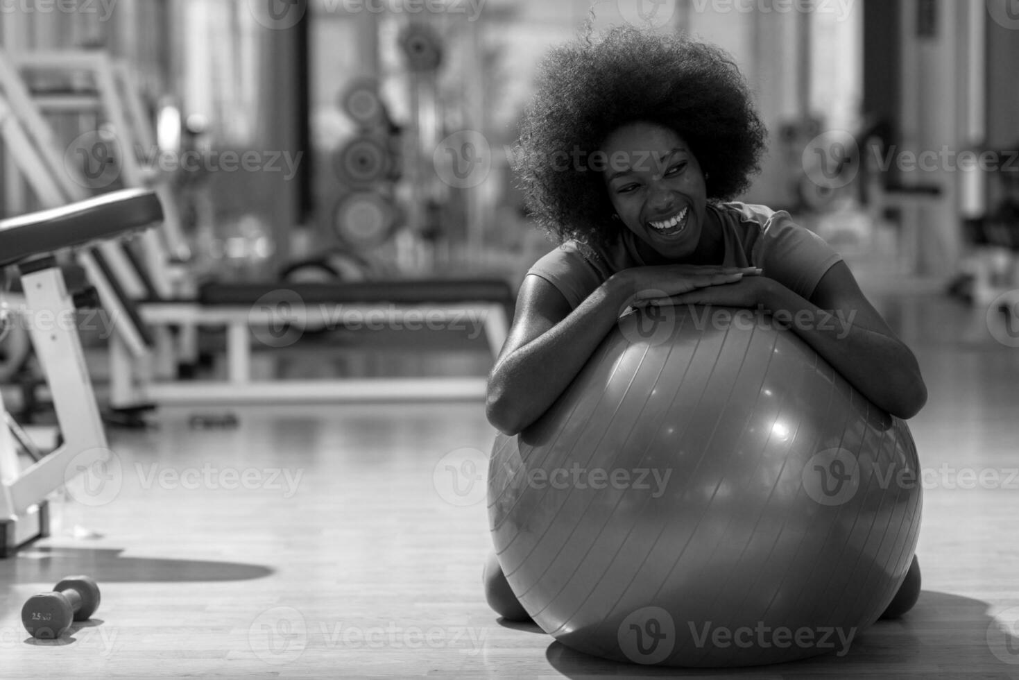 woman  relaxing after pilates workout photo