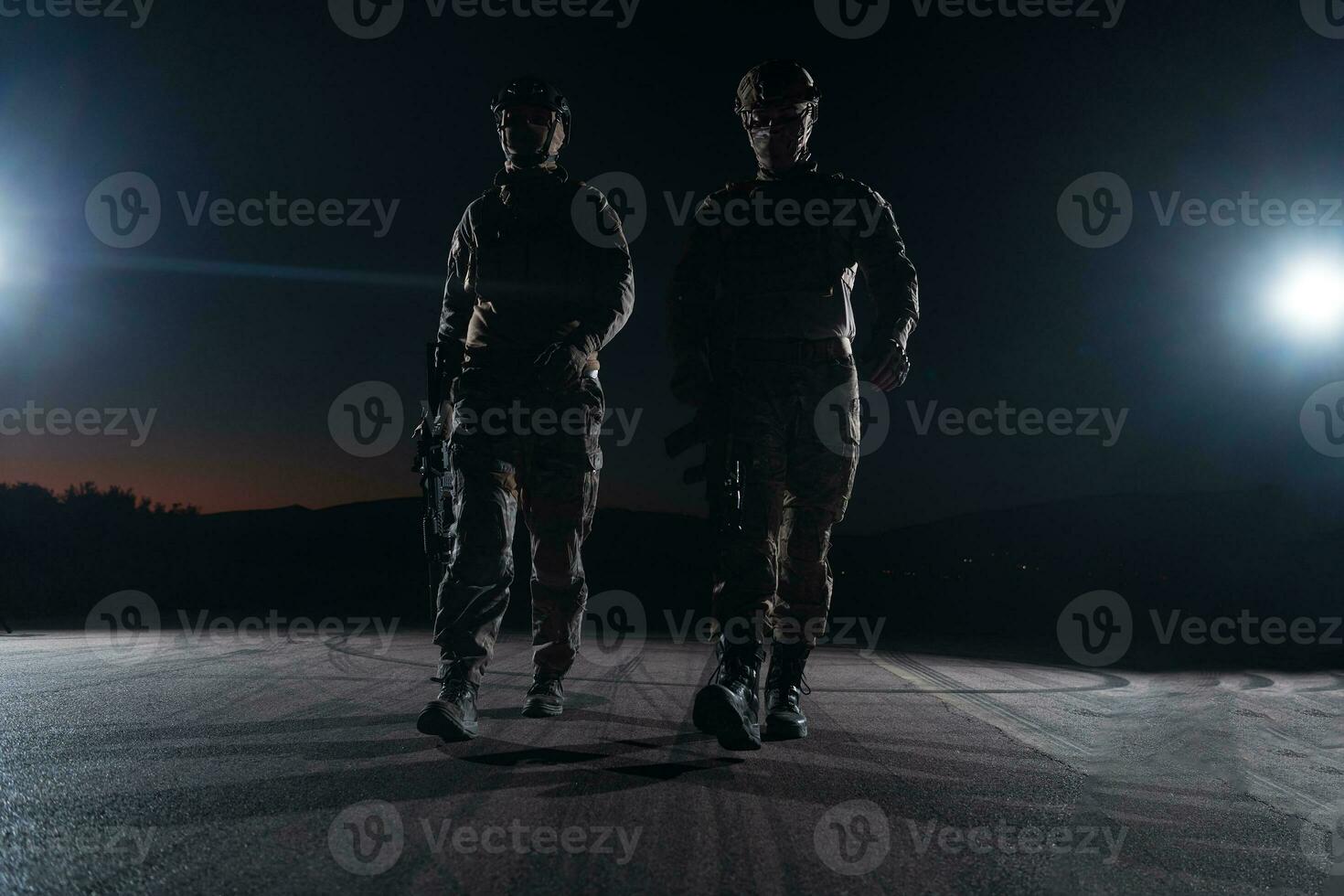 soldiers squad in night mission photo