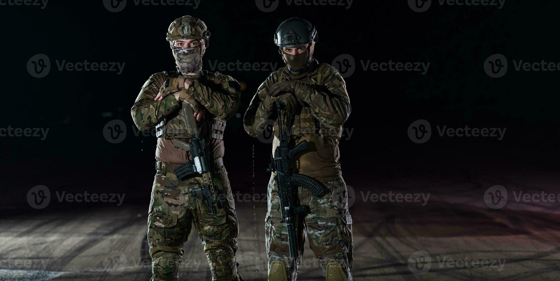 soldiers squad in night mission photo