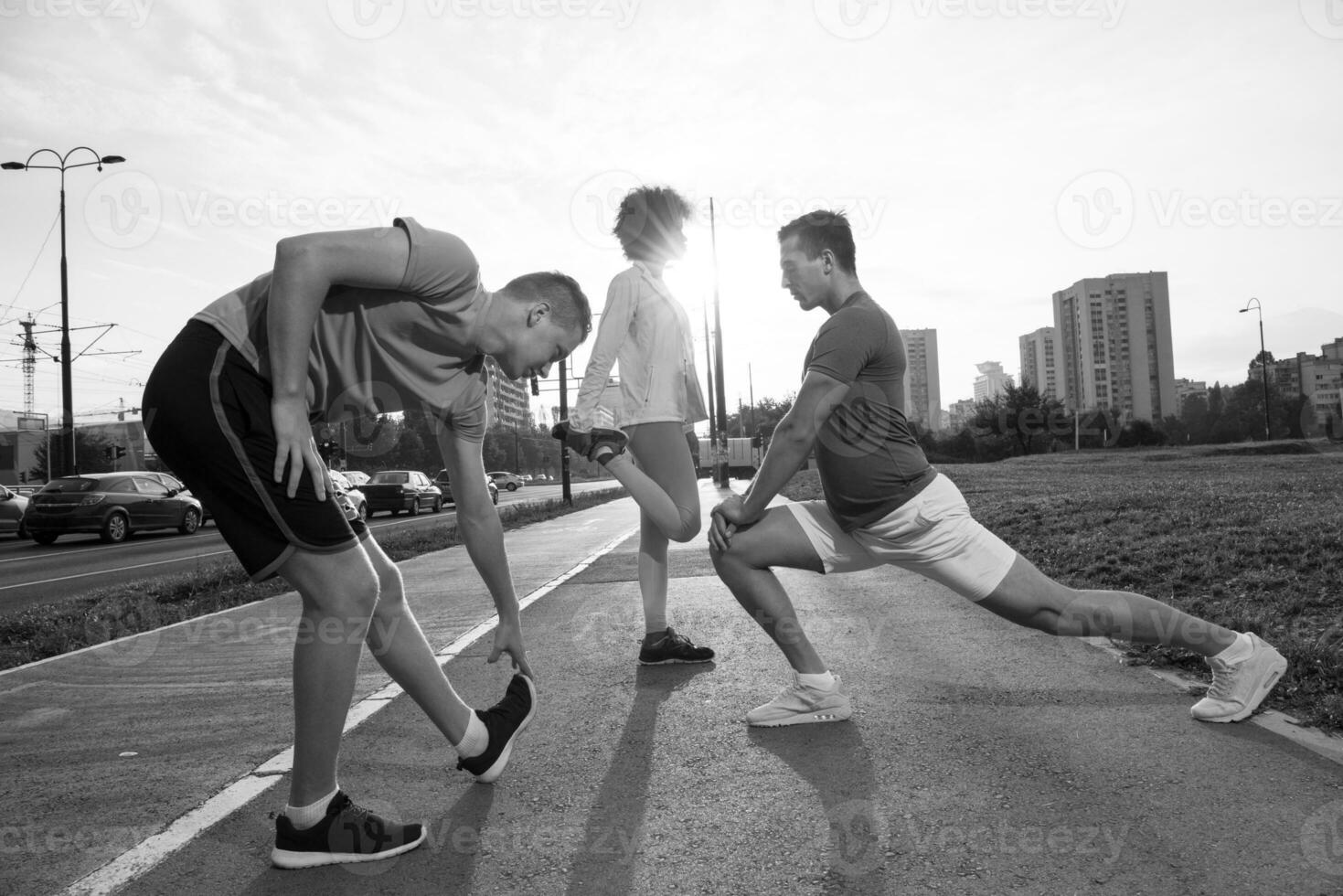 multiethnic group of people on the jogging photo