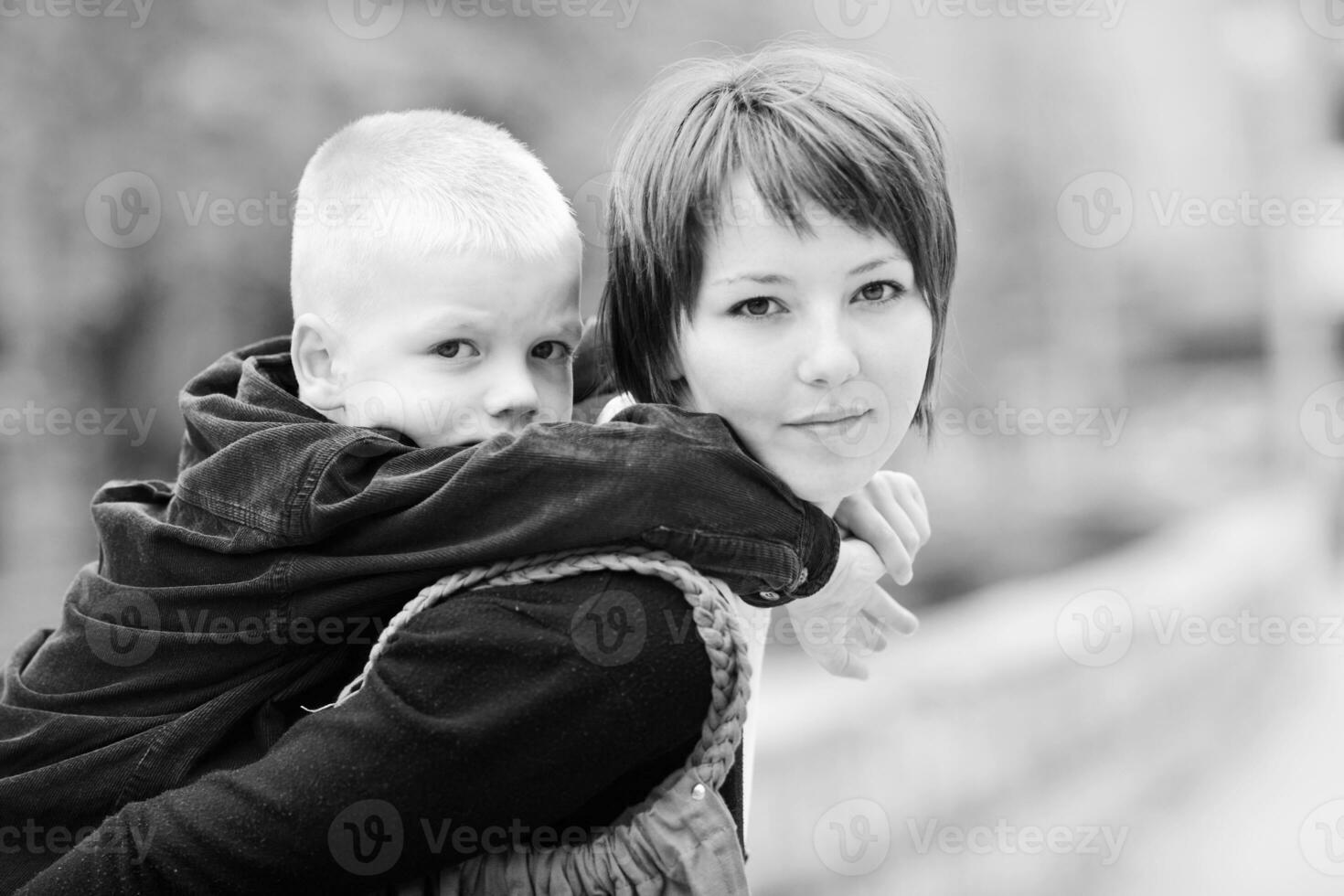 happy boy and mom outdoor photo