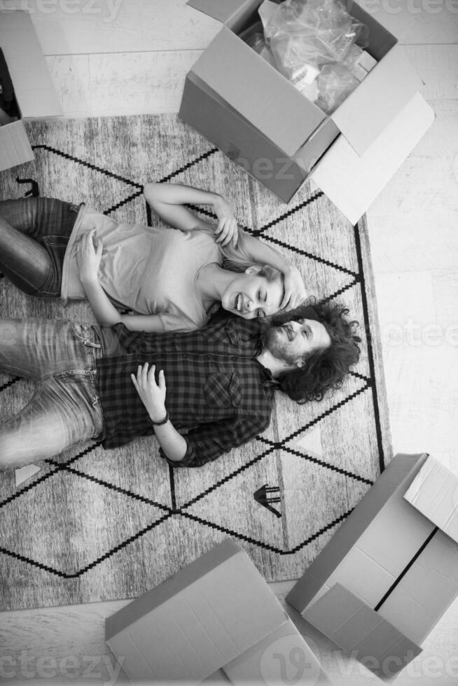 Top view of attractive young couple photo