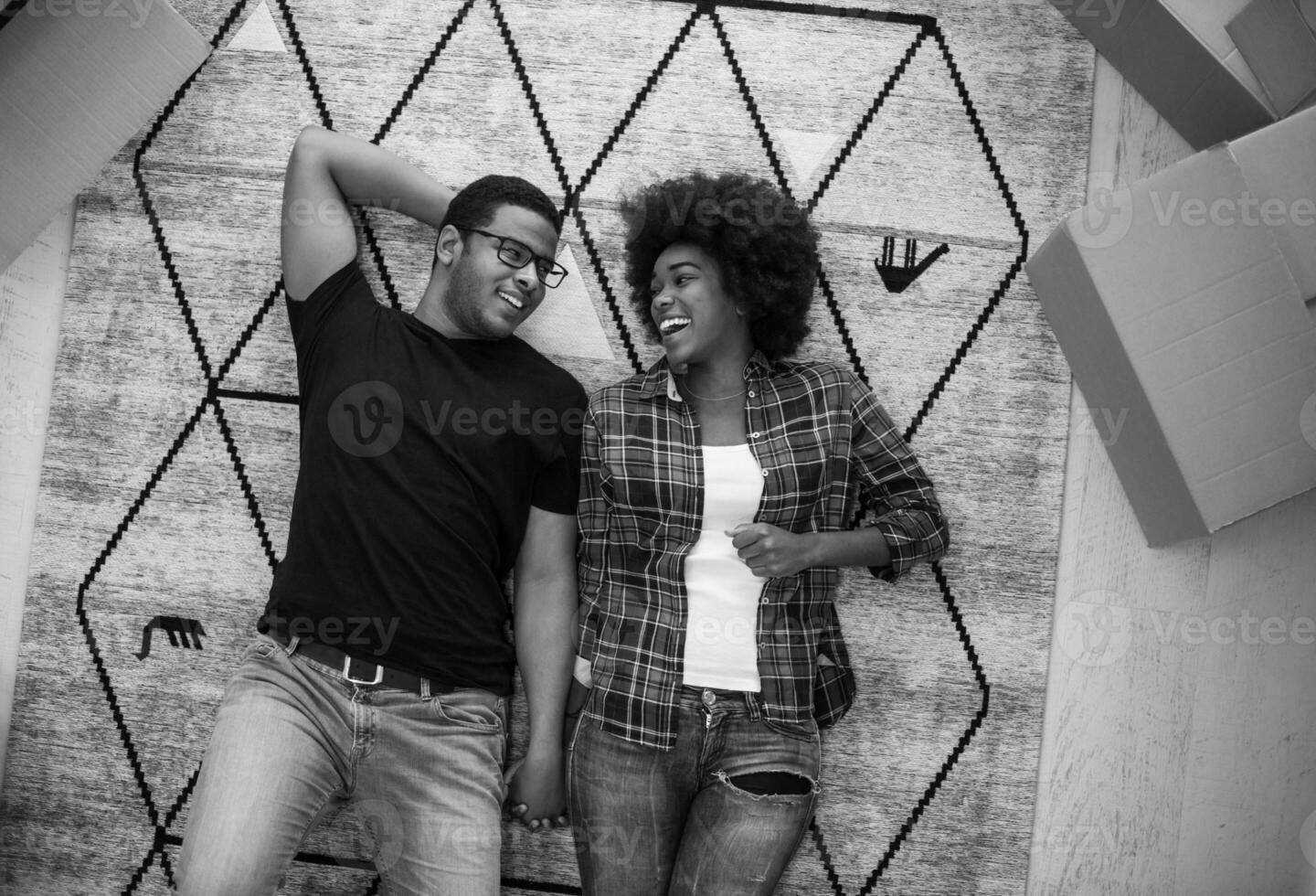 Top view of attractive young African American couple photo