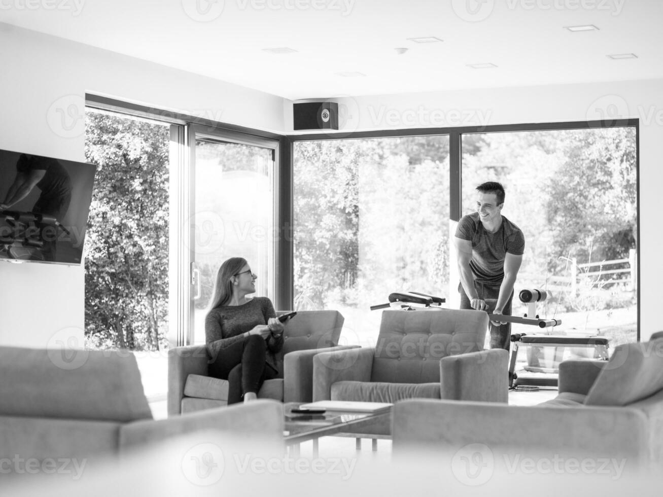 couple relaxing at  home photo