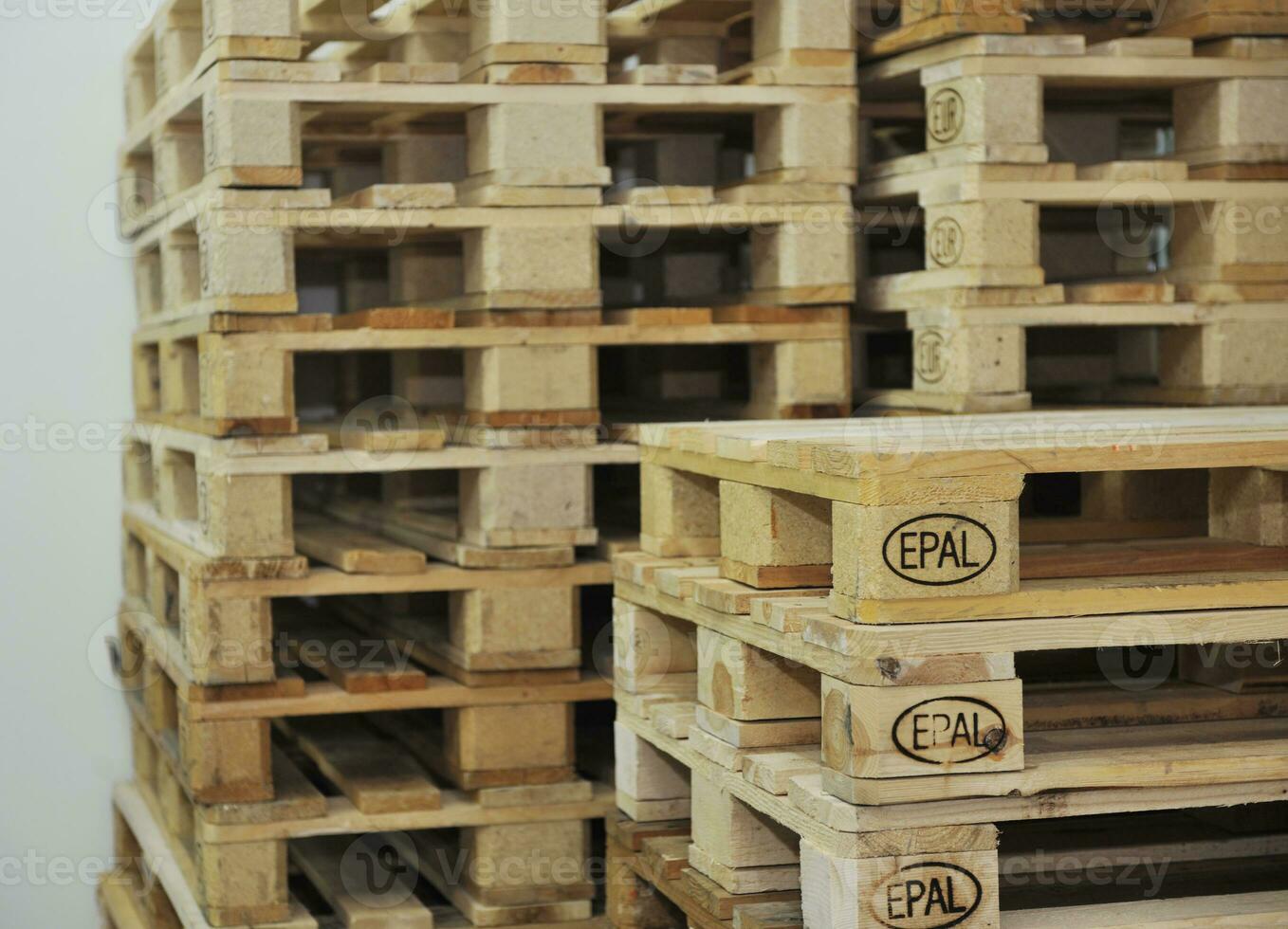 wooden palettes in warehouse photo