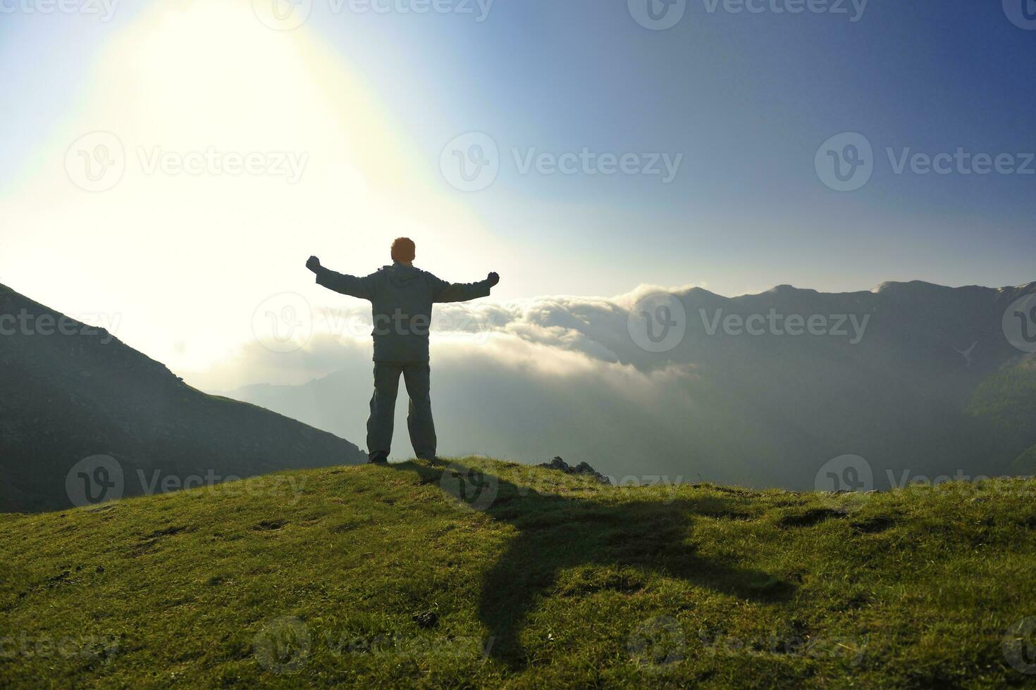 fresh sunrise at mountain photo