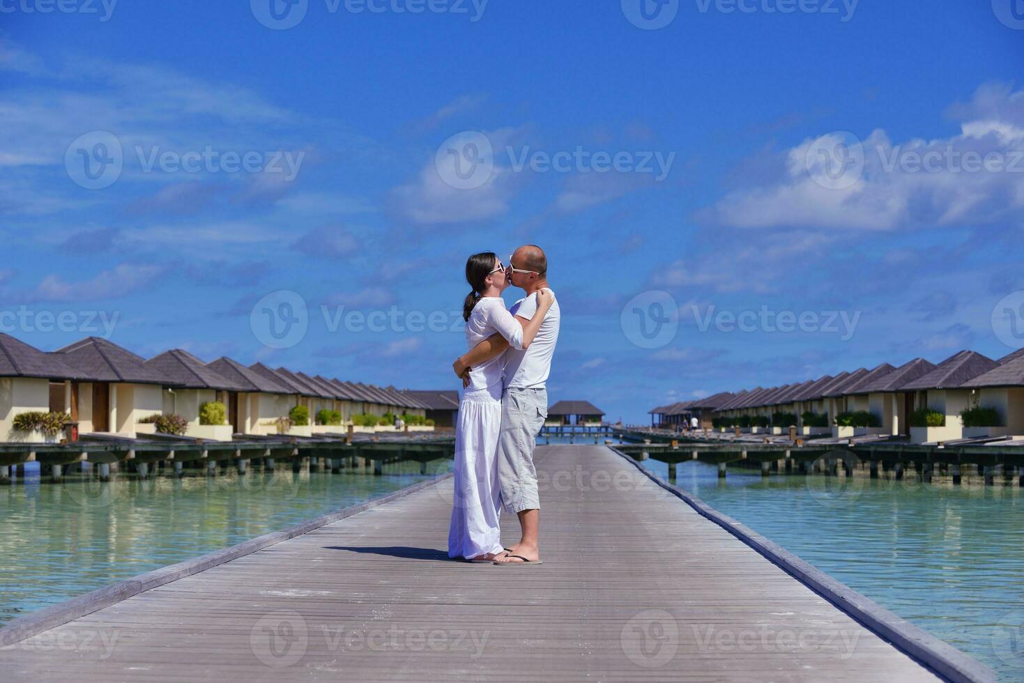 happy young couple have fun on summer photo