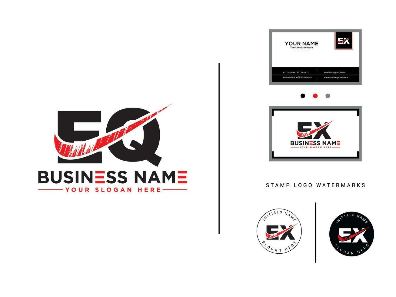 Modern Eq Business Logo, Brush Letters EQ Logo Icon Vector Image Design
