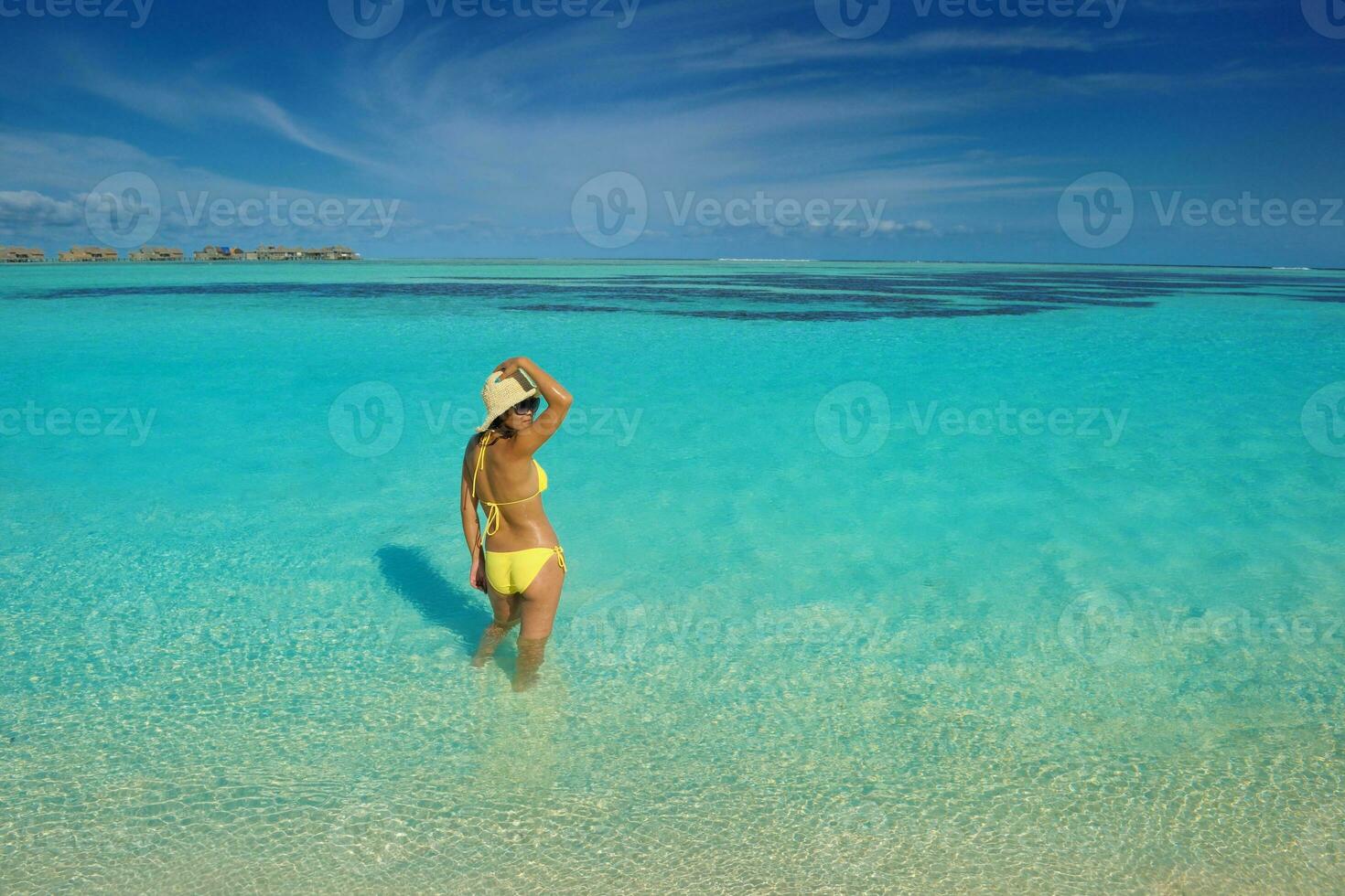 beautiful  woman relax on tropical  beach photo